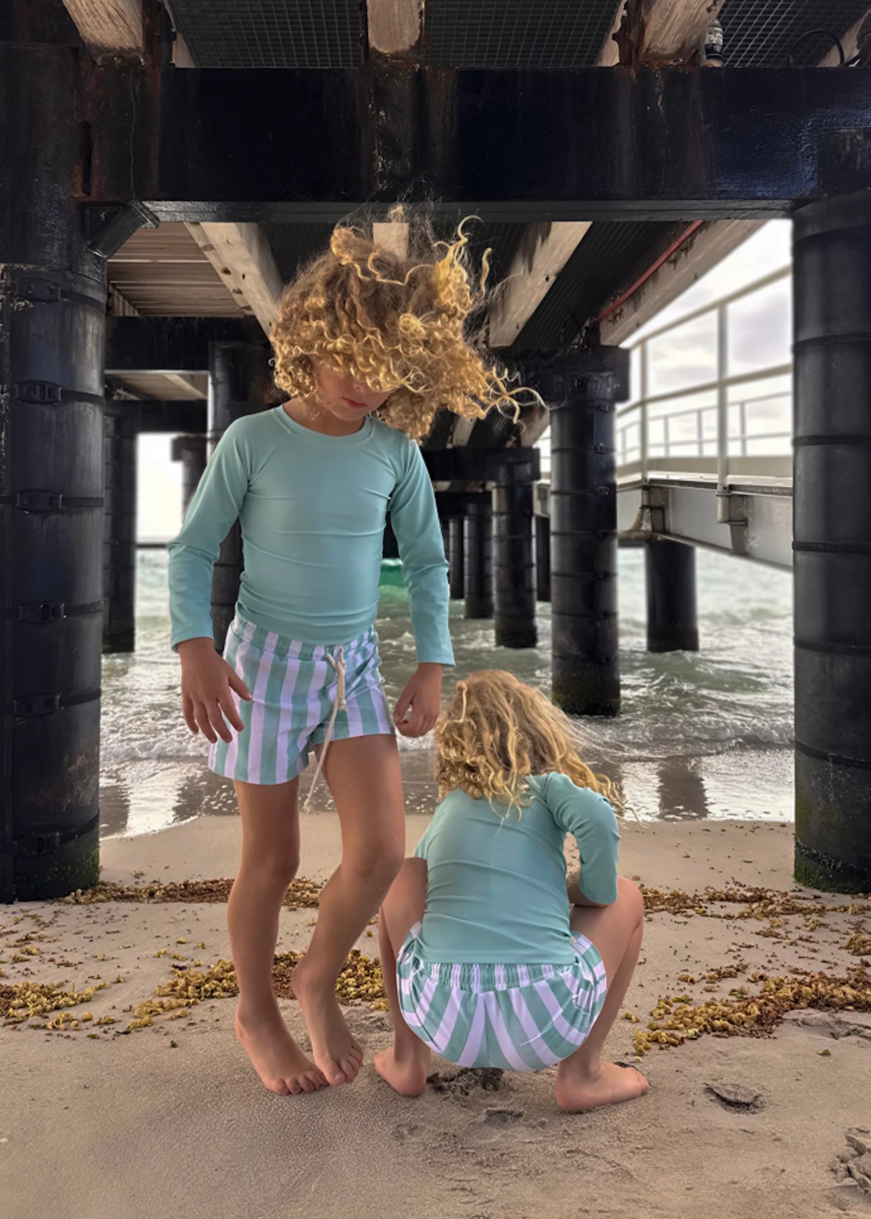 Sage Stripe - Swim Set