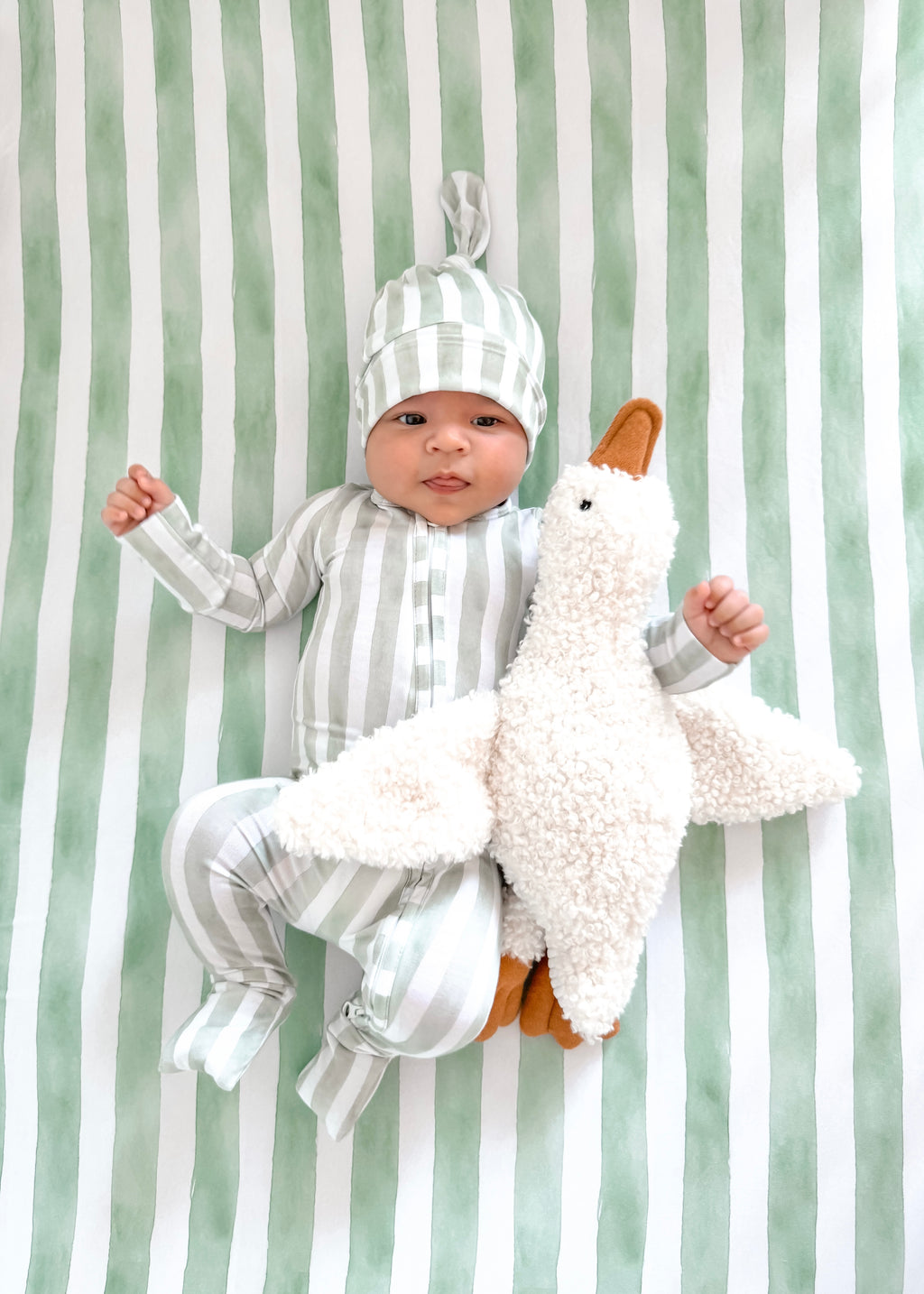 Sage Stripe - Fitted Cot Sheet