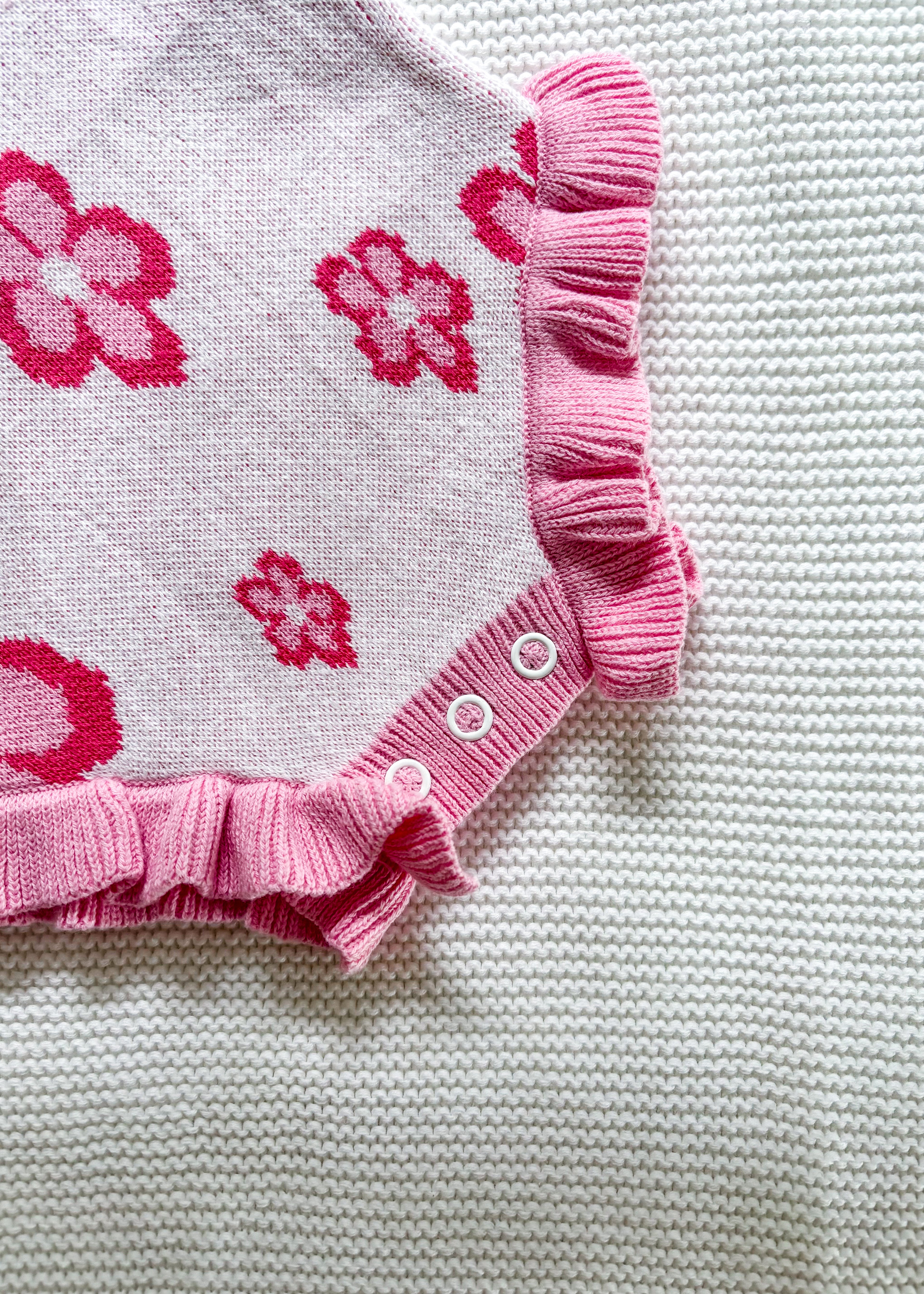 Knitted Frill Overall - Floral