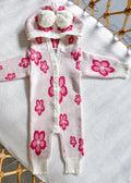 Knitted Hooded Romper - Floral
