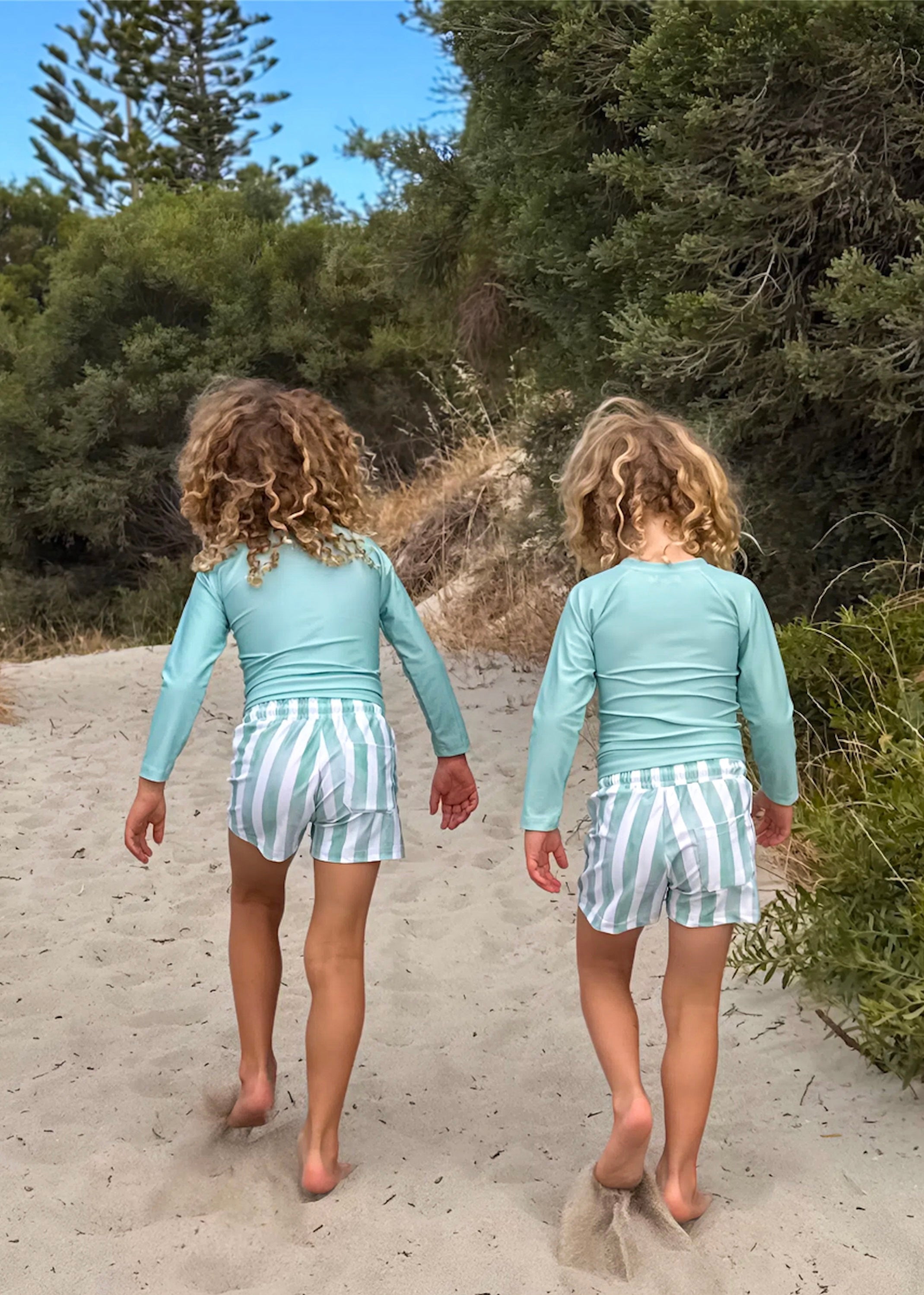 Sage Stripe - Swim Set