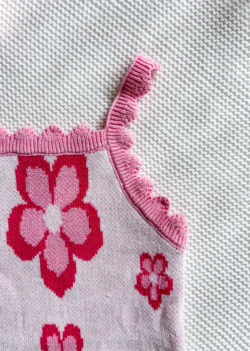 Knitted Frill Overall - Floral