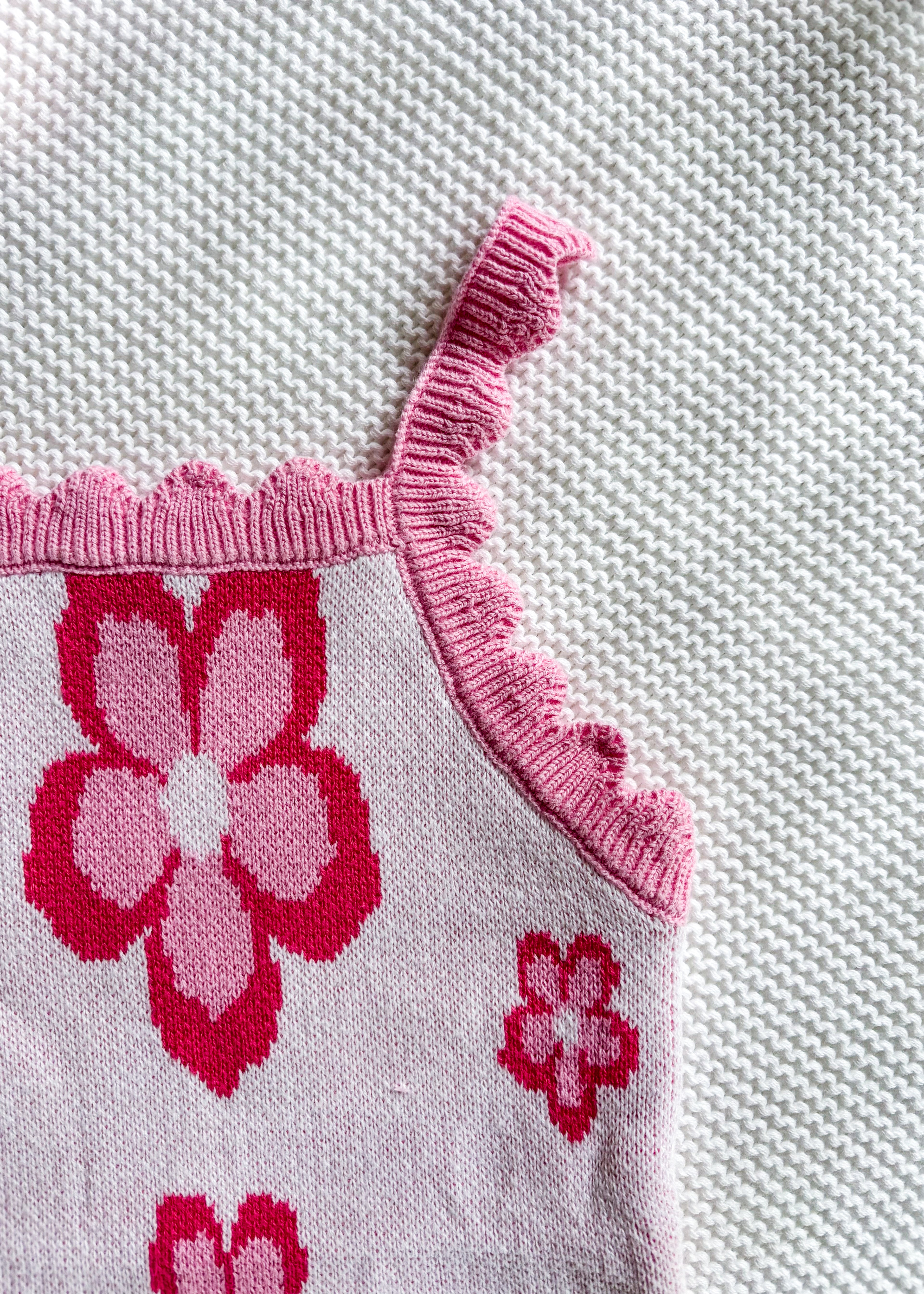 Knitted Frill Overall - Floral