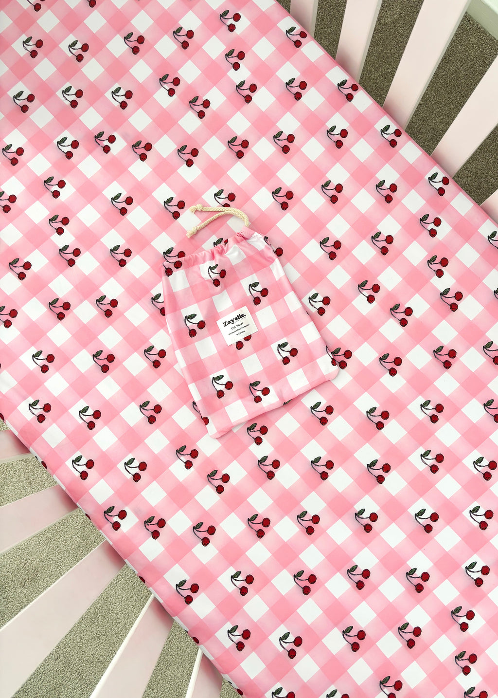 Checkered Cherry - Fitted Cot Sheet