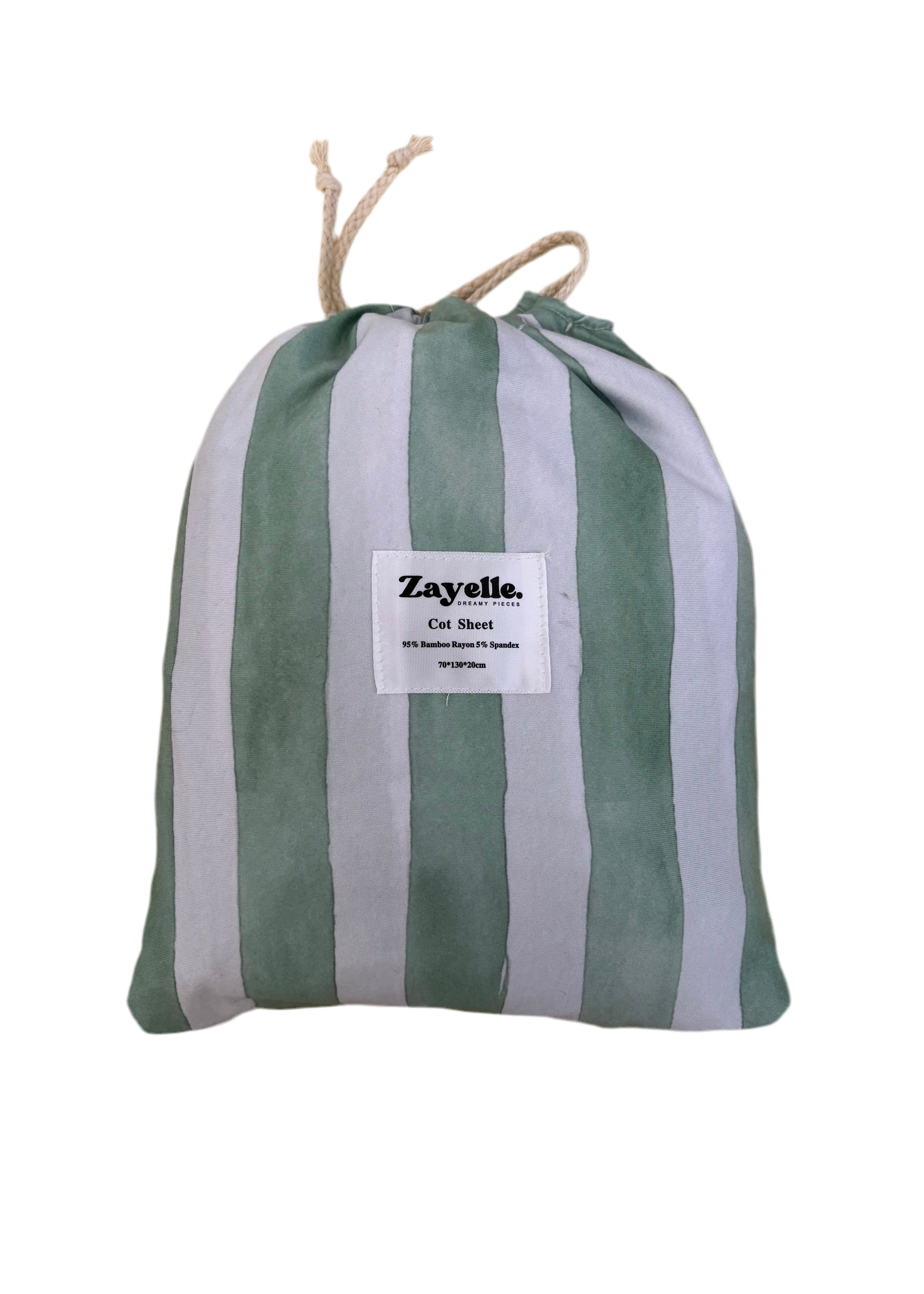 Sage Stripe - Fitted Cot Sheet