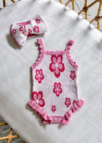 Knitted Frill Overall - Floral