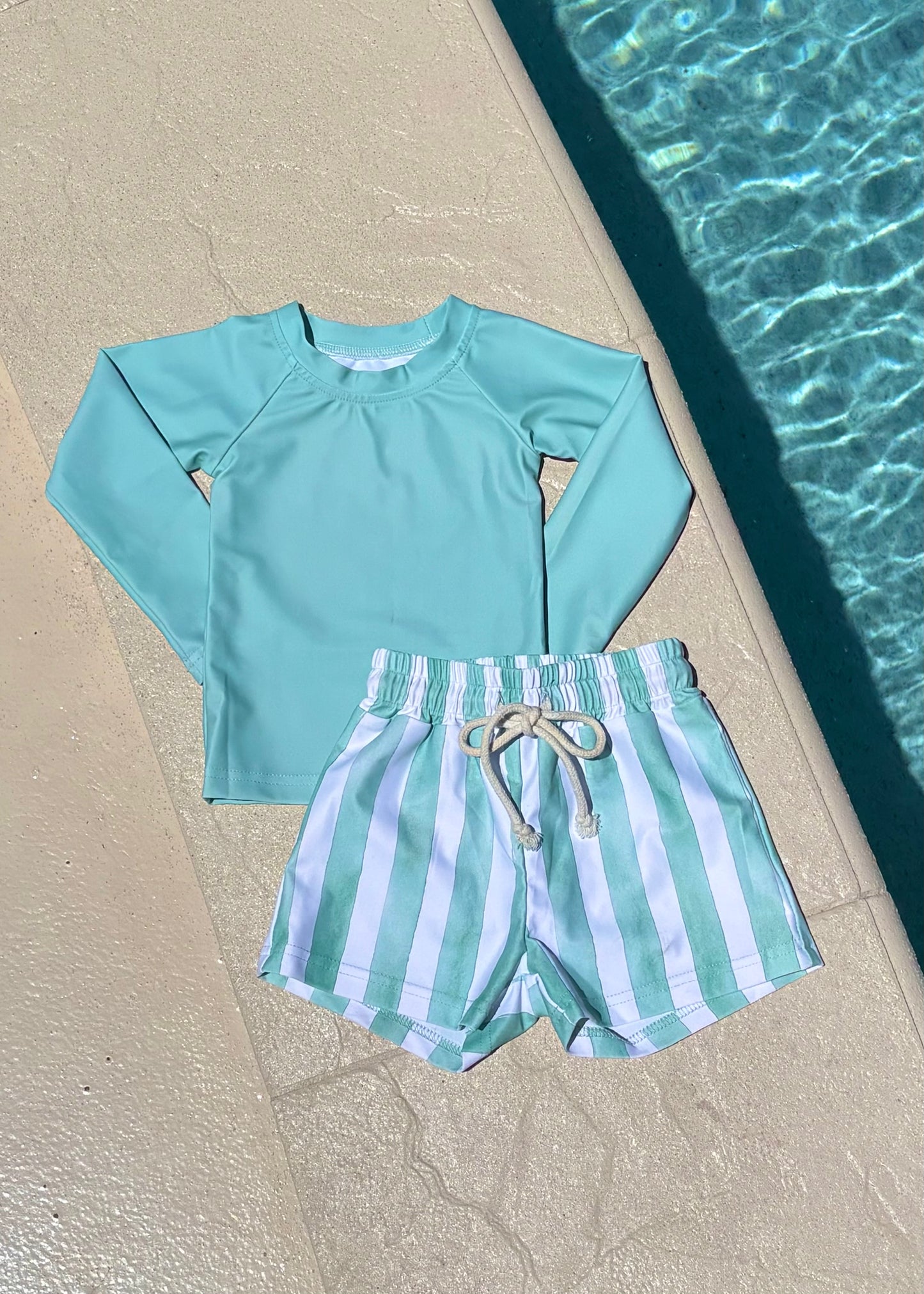 Sage Stripe - Swim Set